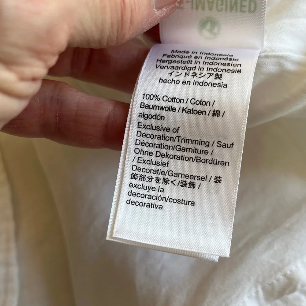 NWT J. Crew Cotton Long Sleeve Dress Women L White Pockets Cottage Babydoll Flaw